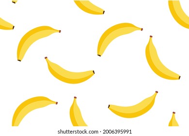 Banana seamless cartoon pattern background, vector fruit seamless yellow banana bunch illustration