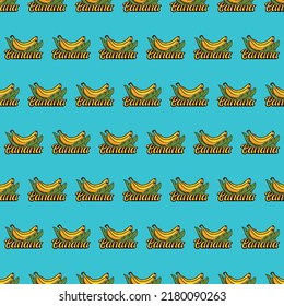 Banana Seamless Pattern With Blue Background