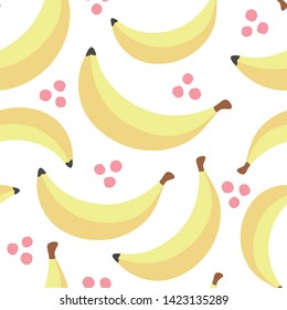 Banana seamless pattern, cartoon cute fruit vector illustration