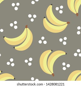 Banana seamless pattern, cartoon cute fruit vector illustration