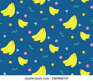 banana seamless pattern with colorful background