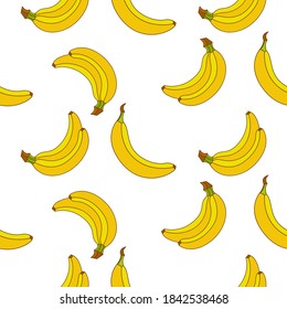 Banana seamless pattern design. Banana fruit pattern background. Fruit seamless pattern isolated.