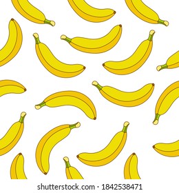 Banana seamless pattern design. Banana fruit pattern background. Fruit seamless pattern isolated.