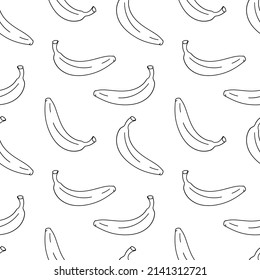 Banana seamless pattern doodle outline vector. Texture for background, menu, booklet, label, print, packaging, merchandise, book, poster, fabric, wrapping, storefront, textile.