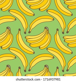Banana seamless pattern. Flat style vector illustration.