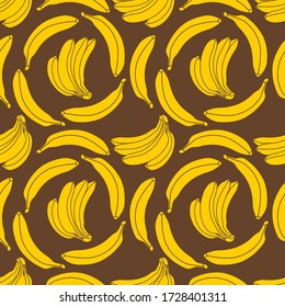 Banana seamless pattern. Flat style vector illustration.