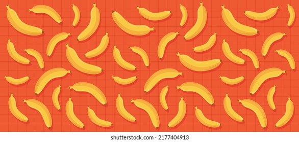 Banana seamless pattern. Fresh yellow banana fruit vector textile print illustration. Banana seamless pattern for home decor, modern textile print, wrapping paper, gift card, poster, banner .