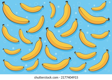 Banana seamless pattern. Fresh yellow banana fruit vector textile print illustration. Banana seamless pattern for home decor, modern textile print, wrapping paper, gift card, poster, banner .