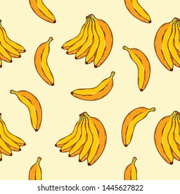 Banana seamless pattern. Seamless pattern of banana. Fruit background