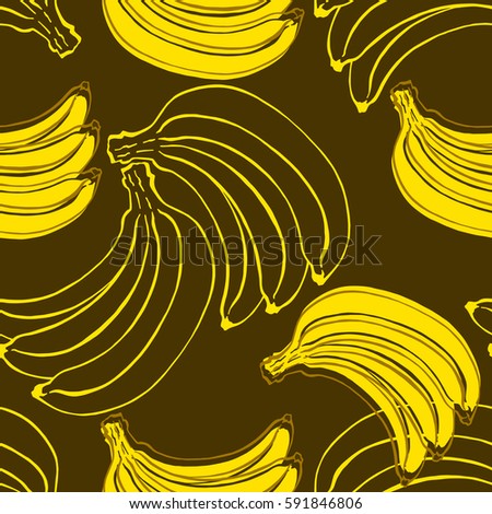Banana seamless pattern fruit background, vector illustration