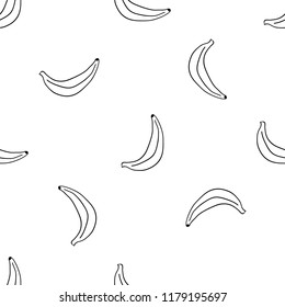 Banana seamless pattern in hand drawn style. For textile, receipt books, kitchen. Vector illustration.