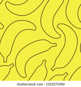 Banana seamless pattern. Hand drawn fresh fruit. Vector sketch background. Color doodle wallpaper. Exotic tropical yellow print
