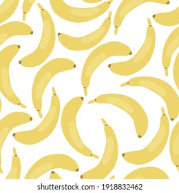 Banana seamless pattern isolated on white background. Vector hand drawn illustartion.