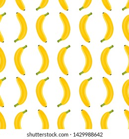 Banana seamless pattern on white background. Tropical fruit vector illustration.