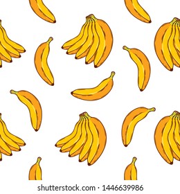 Banana seamless pattern. Seamless pattern of banana. Banana pattern on white background