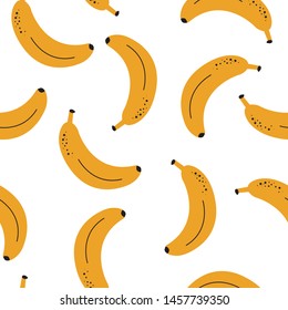 Banana seamless pattern on white background