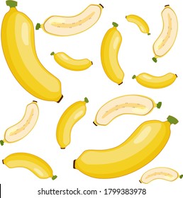 Banana seamless pattern on white background illustration