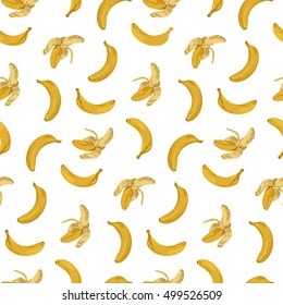 Banana Seamless Pattern on white background. Tropical wallpaper