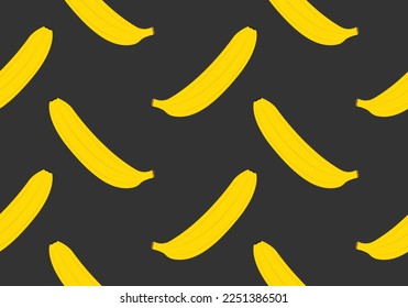 Banana seamless pattern or texture. Tropical fruit background. Vector illustration.