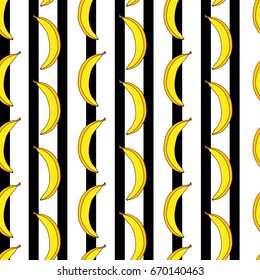 Banana seamless pattern. Vector background.