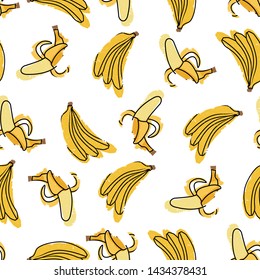 Banana Seamless Pattern. Vector Illustration.