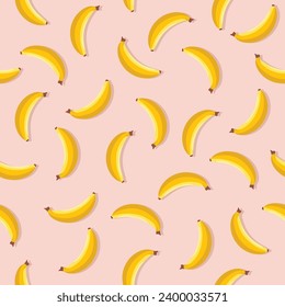 Banana seamless pattern. Vegan organic eco fruit background. vector illustration.