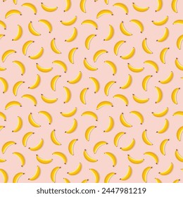 Banana seamless pattern. Vegan organic eco fruit background. vector illustration.