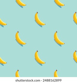 Banane nahtloses Muster. Veganer Bio-Öko-Frucht-Hintergrund. Vektorillustration.