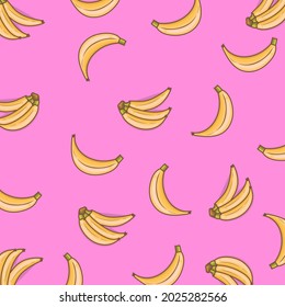 Banana seamless pink pattern. cute banana pattern background. for fruit purple background