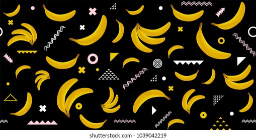 Banana seamless vector pattern illustration. 