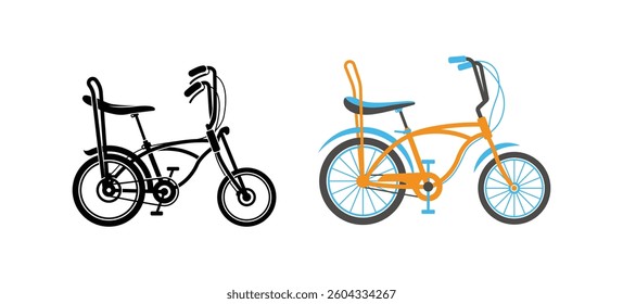 Banana Seat Bike Illustration symbol, Vector illustration on white background.
