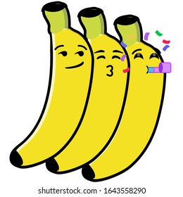 Banana set cartoon flat design isolated on a white background. Illustration vector icon flat style emoticon in a different action.