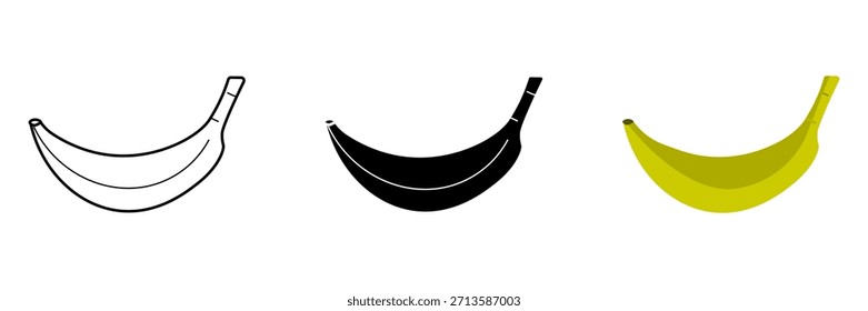 Icono de conjunto de plátano. Ilustración vectorial sobre fondo blanco