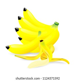 Banana Set isolated on white background. Vector illustration.