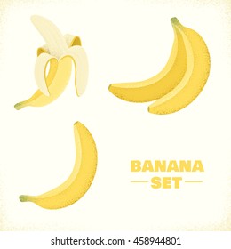 Banana set. Retro vector illustration