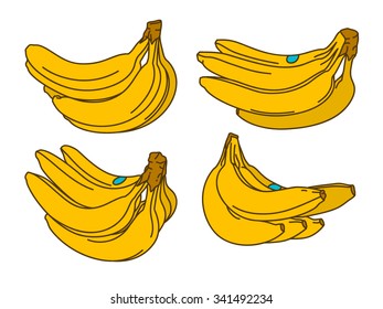 Banana set. Vector illustration