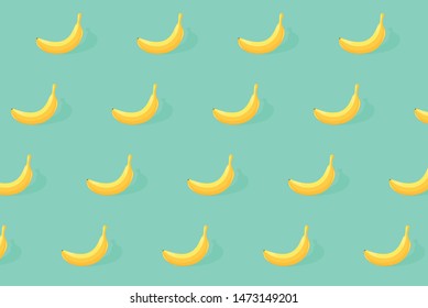 banana with shadow seamless texture pattern. vector background of exotic tropical fruit
