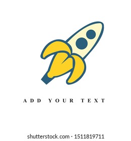 banana shape rocket logo design & illustration vector art for business 