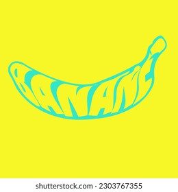 banana shaped text on yellow background