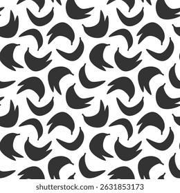 Banane Silhouette nahtloses Muster. Schwarze Fruchtsymbole auf weißem Hintergrund für einen kräftigen, modernen Look. Nahtloses tropisches Fruchtmuster für Banner, Verpackung und Design.