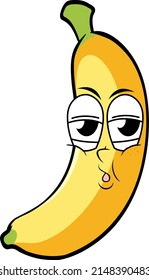 Banana With Silly Face Illustration