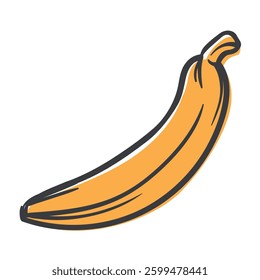 Banana. A simple hand-drawn icon with an offset outline. Vector illustration for print, sticker, banner