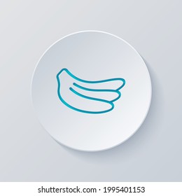 Banana, simple icono de la fruta. Cortar círculo con capas grises y azules. Estilo de papel