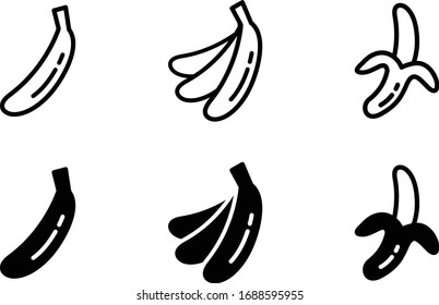 banana simple icon set vector flat black

