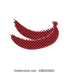 Banana simple sign. Vector. Brown icon with shifted black circle pattern as duplicate at white background. Isolated.