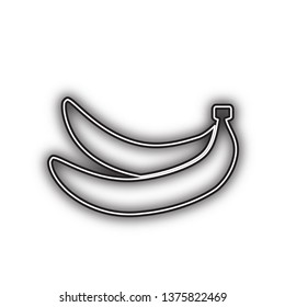 Banana simple sign. Vector. Double contour black icon with soft shadow at white background. Isolated.