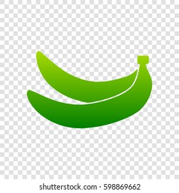 Banana simple sign. Vector. Green gradient icon on transparent background.
