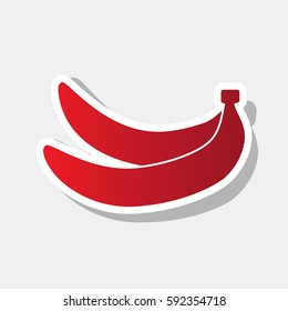 Banana simple sign. Vector. New year reddish icon with outside stroke and gray shadow on light gray background.