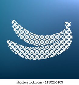 Banana simple sign. Vector. White textured icon at lapis lazuli gradient background.