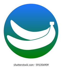 Banana simple sign. Vector. White icon in bluish circle on white background. Isolated.